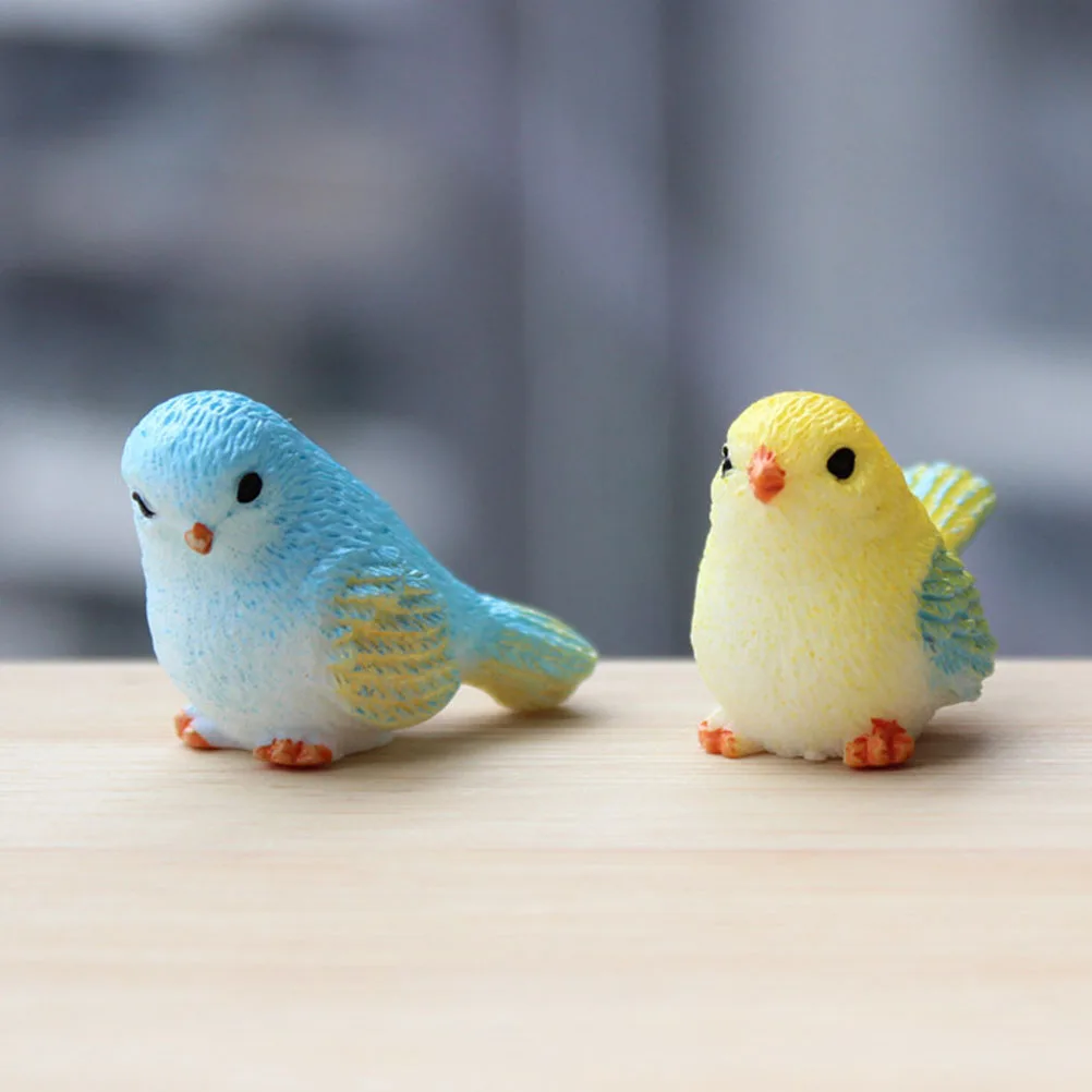 

8 Pcs Miniature Bird Figurines Cartoon Resin Tiny Animals Decorative Accessories Tabletop