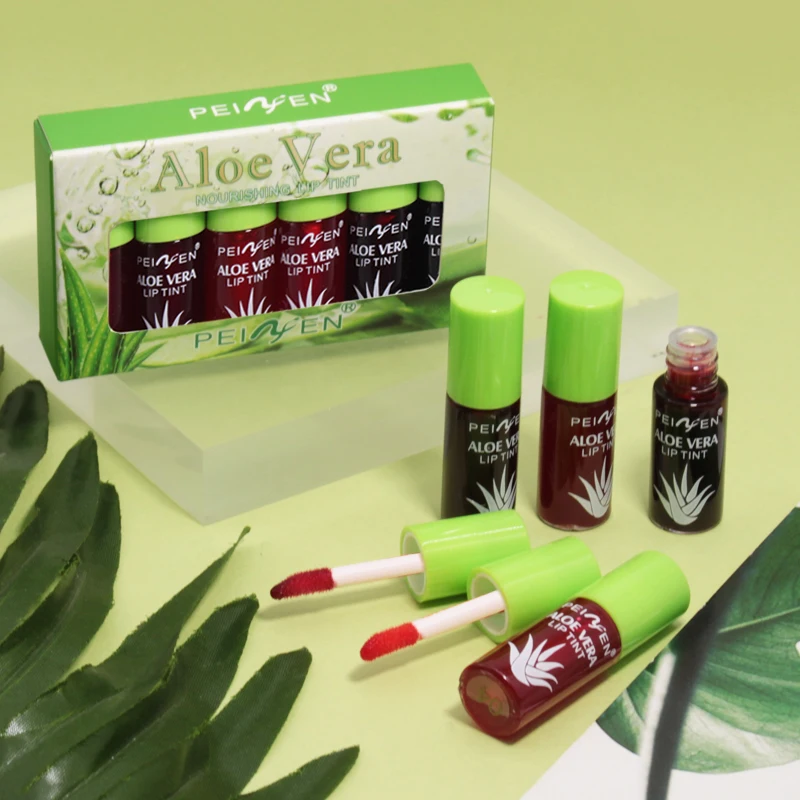 6-pack aloe vera tinted lip oil, hydrating and moisturizing small set lip glaze, lip care long-lasting moisturizing lip oil