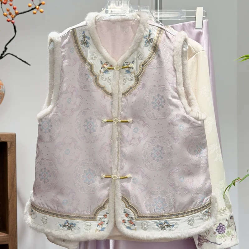 Reversible Women Winter Autumn Coat Jacquard Vintage Button Jacket Embroidery Long Sleeve Cinese Vlothes Mandarin Collar Blouse