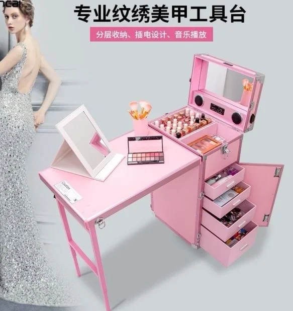 portable beauty salon furniture desk manicure table and chair set nail tech art table