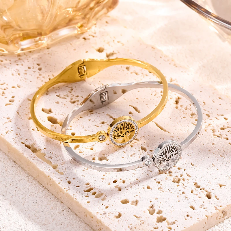 

Классические деловые большие декоративные браслеты из нержавеющей стали в форме дерева, подходящие для повседневных путешествий и модных украшений