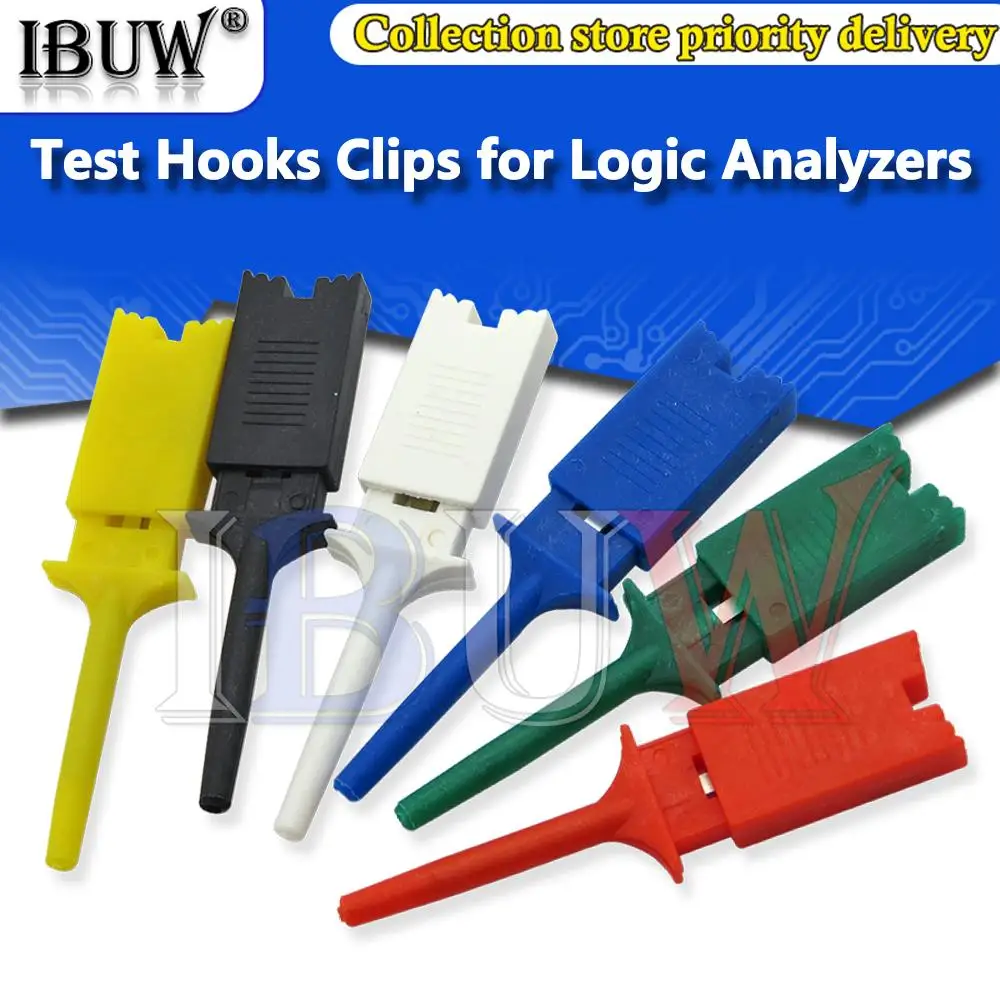 10PCS Test Hooks Clips for Logic Analyzers Logic Test Clip Red Black Yellow Green Blue White Flattening Flat Hook Connection