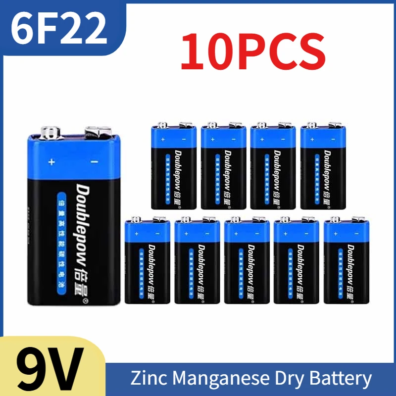 

10 шт. 6F22 9 В одноразовые сухие батареи из цинкового углерода квадратная цинковая марганцевая сухая батарея для мультиметра, микрофона, сигнализации