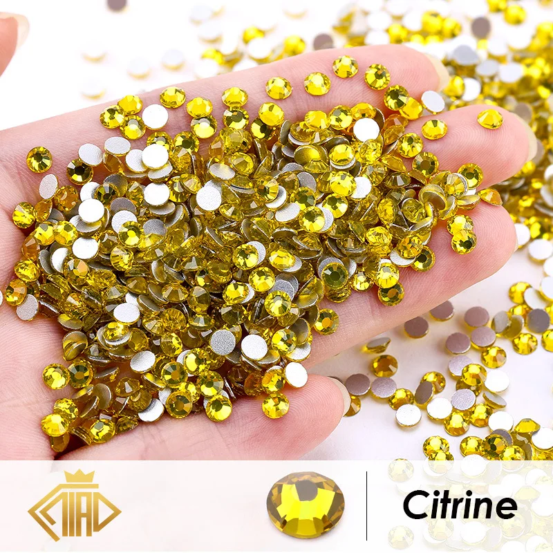 SS3-SS34 Glass Rhinestones Super Bright Clear Crystal 3D Stones Non-Hotfix Flatback Glue On for DIY Nail Art and Crafts