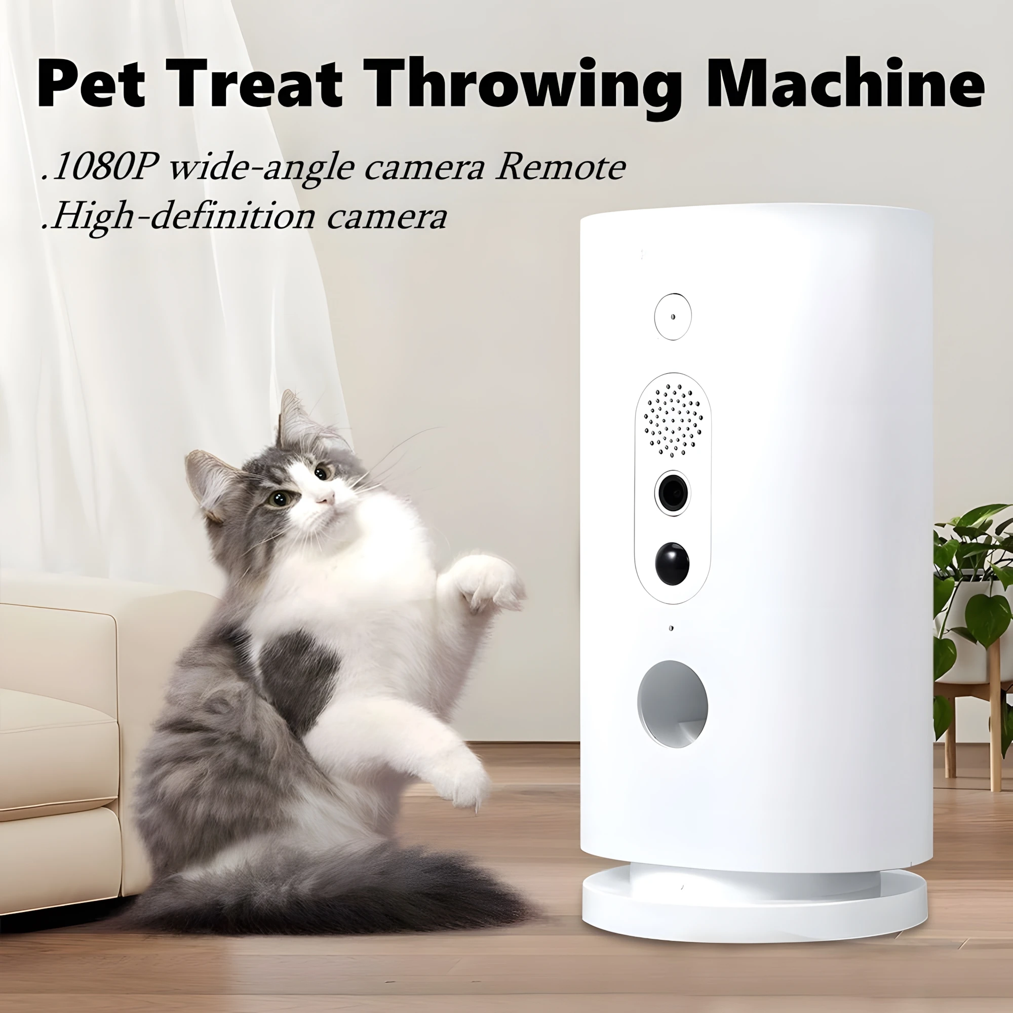 

Intelligent Pet Snack Feeder 300ml Large Capacity Full HD Camera with WiFi Remote 2 Way Audio Cat Dog Treat Tossing Dispenser