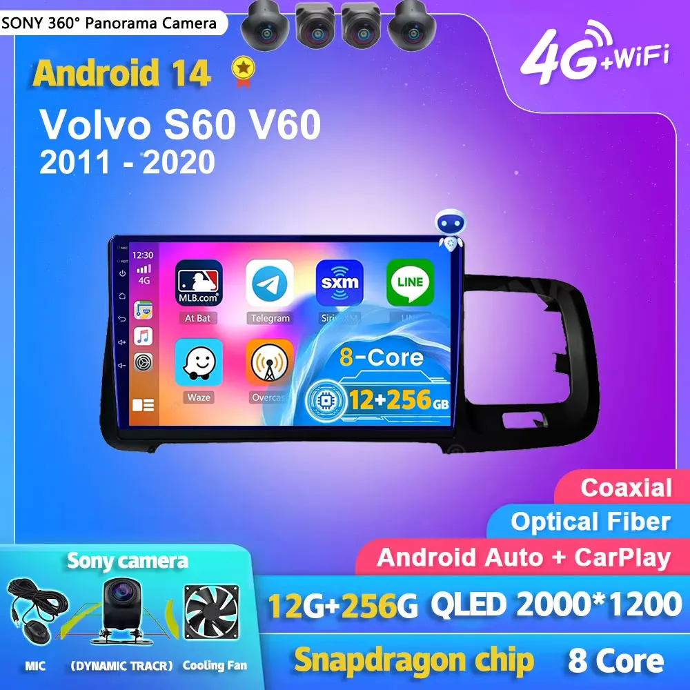 

Android 14 Carplay Auto 2K Screen Car Radio Multimedia Player For Volvo S60 V60 2011 - 2020 2din Autoradio Stereo Head Unit