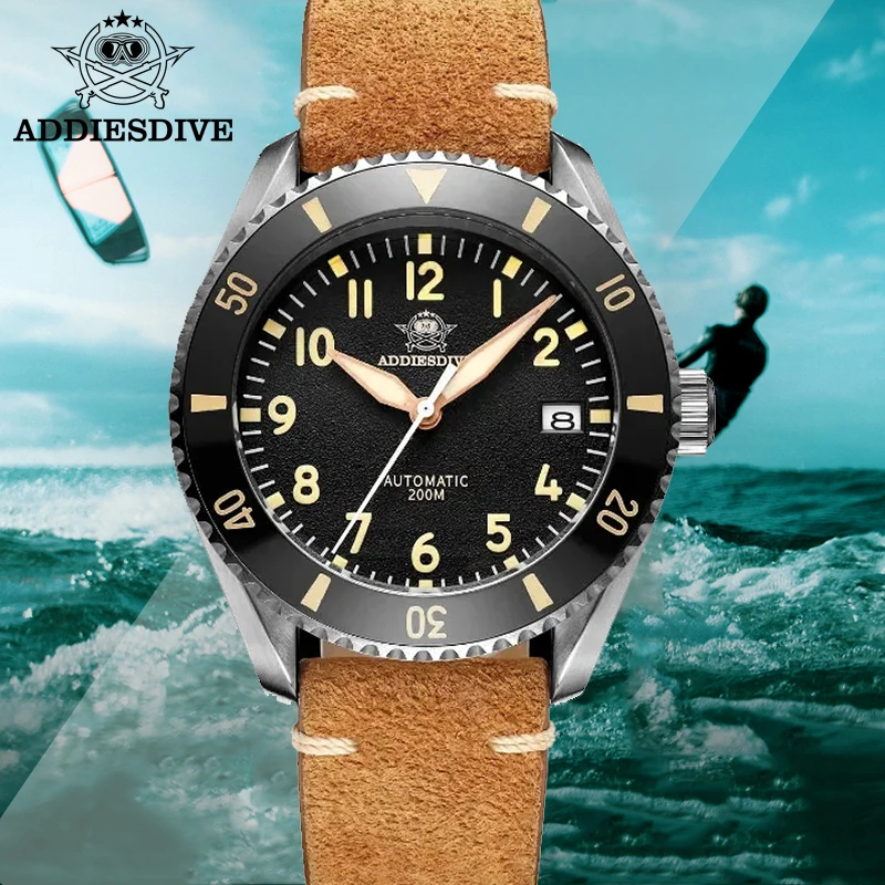 

ADDIESDIVE NH35 Men's Watch Sapphire Glass Ceramic Bezel Automatic Watches Japan Luminous Luxury Retro Waterproof Wristwatch