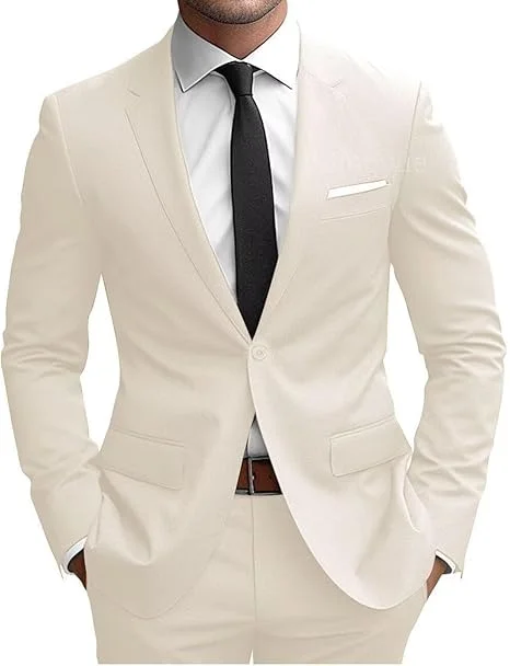 Tesco Customized 2 Piece Suit Set Men Slim Fit Suits for Men One Button Men Suit Slim Fit Wedding Groomsmen Prom Homecoming