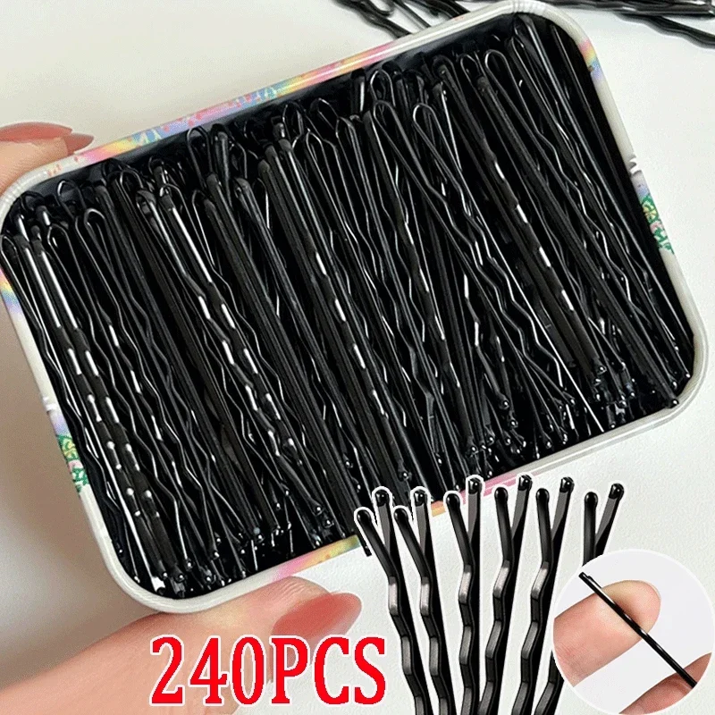 60/240pcs Black Hairpins for Women Hair Clip Lady Bobby Pins Invisible Wave Curly Bride Disposable Hairgrip Barrette Hair Clips