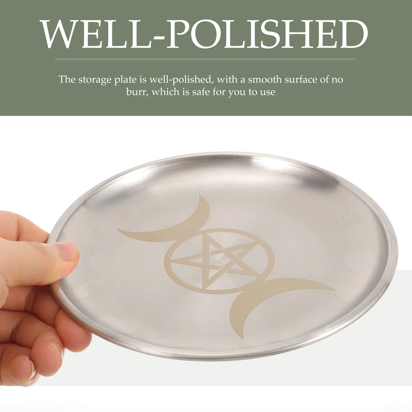 

Three Phase Moon Gold Plate Pentagram Pattern Iron Altar Tray For Religious Decoration Holder Storage Organizer