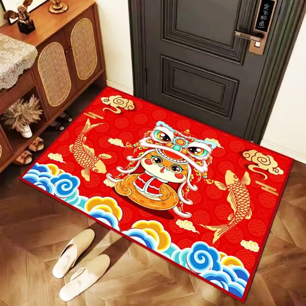 Lucky 2025 Snake Year Door Mat Wealth Microfiber Cartoon Snake Bathroom Carpet Anti-slip Foldable Spring Festival Floor Mat