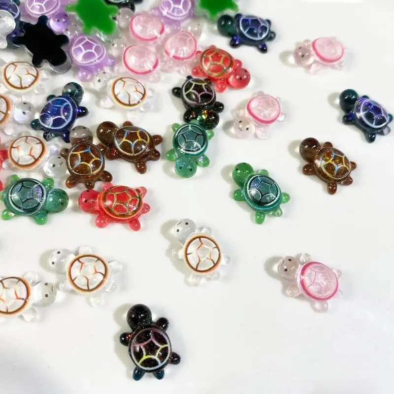 50pcs Mini Resin Colorful Turtles Figurines Multi-Function Turtle Miniatures For Micro Landscape DIY Fairy Garden Decor