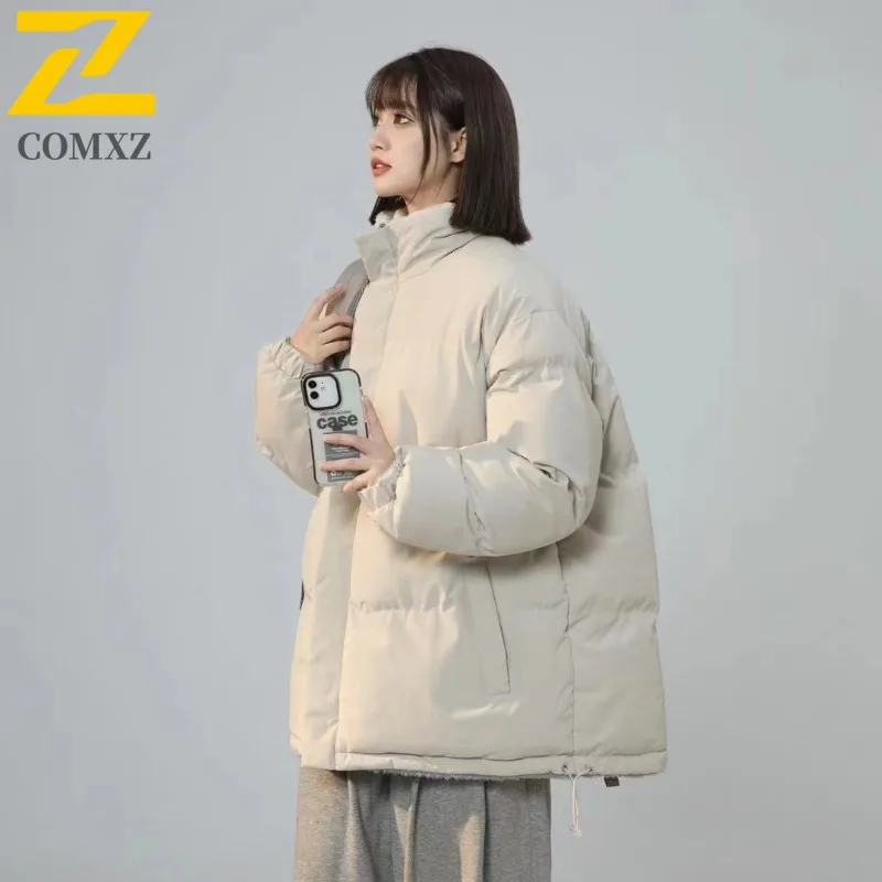 

COMXZ Men Parka Coat Winter Warm 2025 Fake Two-Piece Street Fashion Solid Color Padding Coat Travel Lightweight Bread Jacket