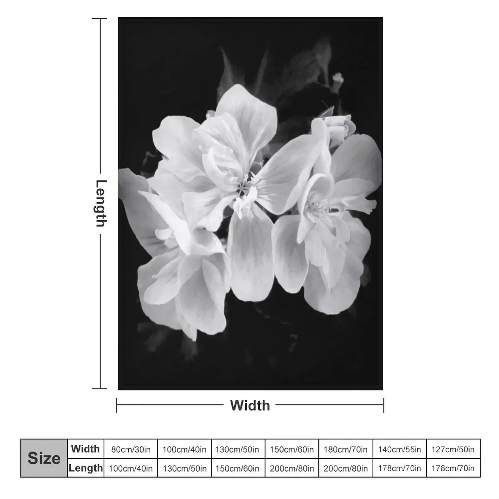 Beautiful black and white geranium flower close-up Throw Blanket Personalized Gift Giant Sofa Warm Summer Custom Blankets
