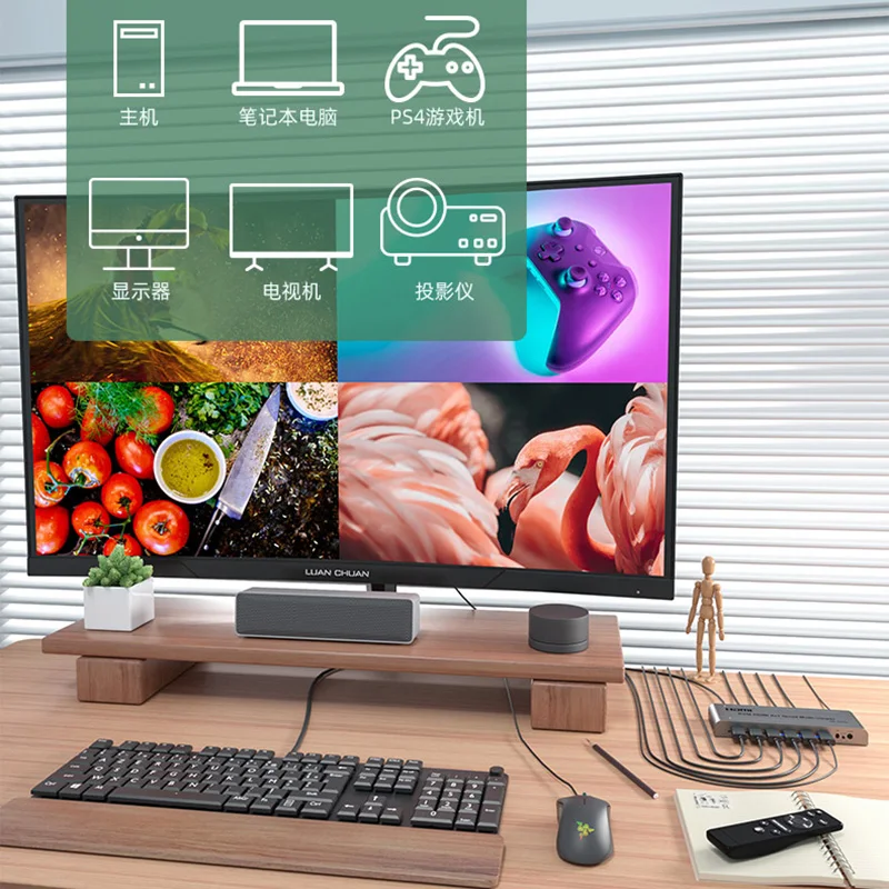 4K 4x1 HDMI KVM Quad Multi-viewer Vs 1080p 60hz 4x1 HDMI Multiviewer 4 in 1 Out Seamless Switcher Video Multiplexer for PC To TV