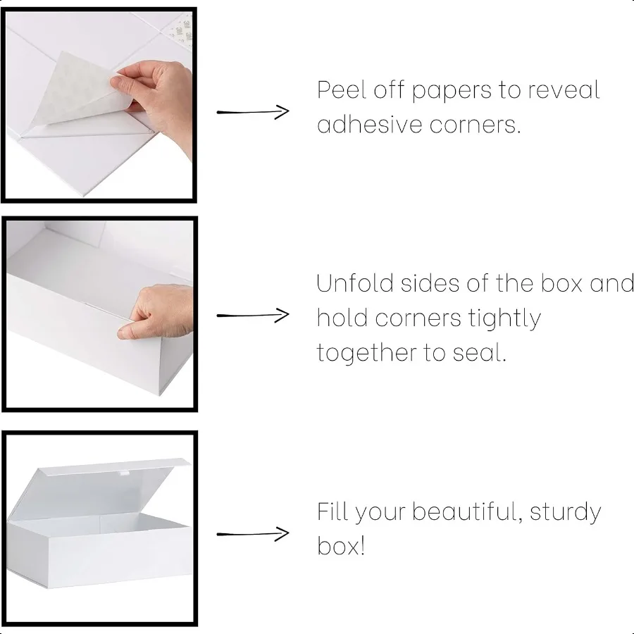 กล่องของขวัญแข็งสีขาว 1 กล่อง พร้อมฝาปิดแม่เหล็ก ขนาด 10.5x7x3 ซม. กล่องใส่ของชำร่วยเคลือบเงาสีขาว 1 กล่อง
