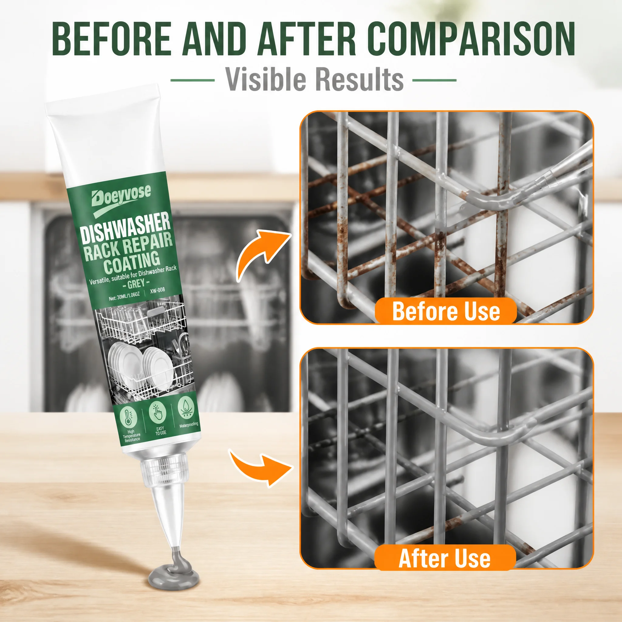 Gray Metal Coating Repair Paste for Kitchen Dish Drying Rack