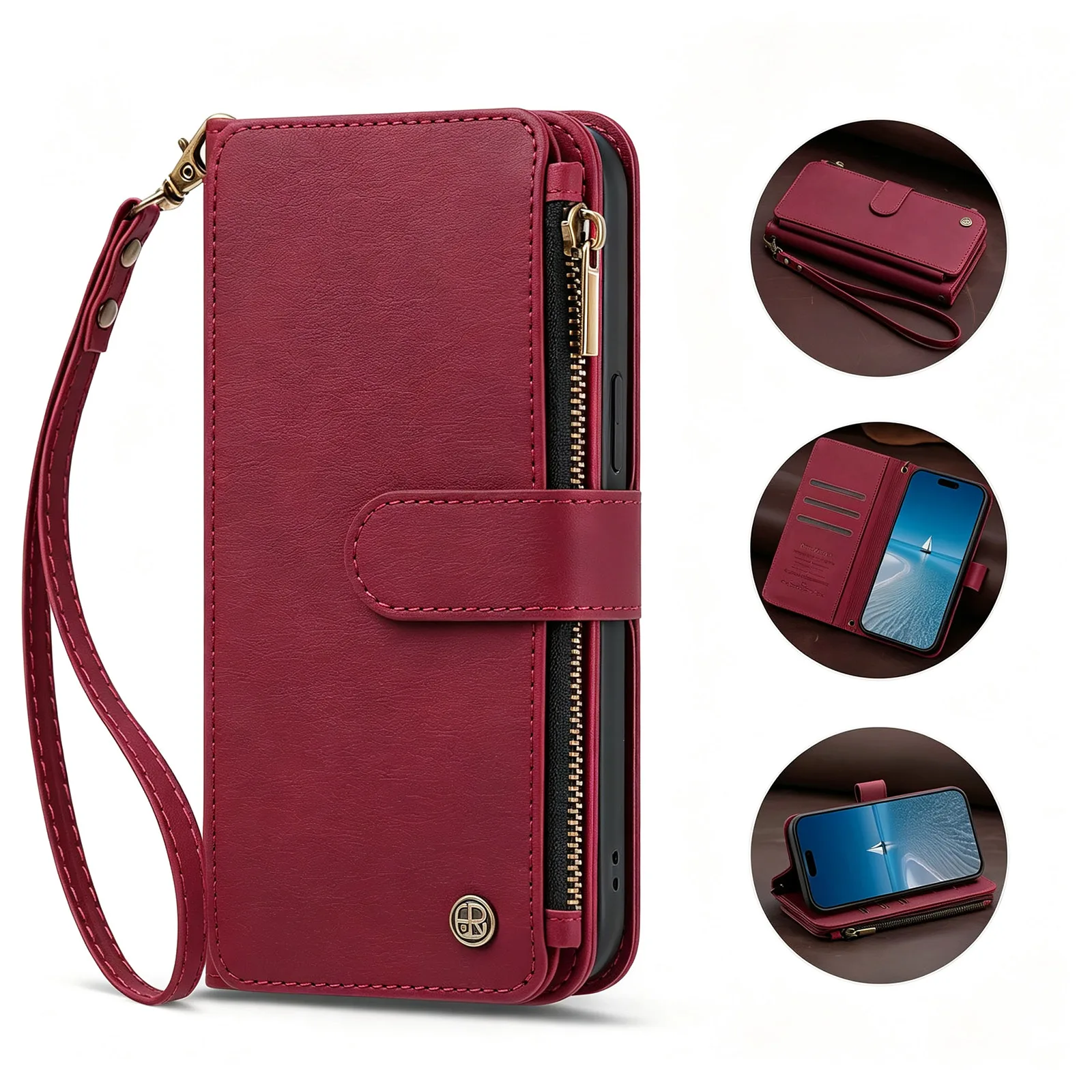 Mulit 9 Cards Lanyard Leather Wallet Case For Samsung Galaxy A56 A36 A26 A16 A06 A55 A35 A25 A25E A15 A05S A05 Wrist Flip Cover