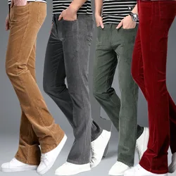 Corduroy Flare Pants Men Bell Bottom Boot Cut Trouser Men Classic Autumn Flared Pant Men Pantalon Homme Black White Khaki