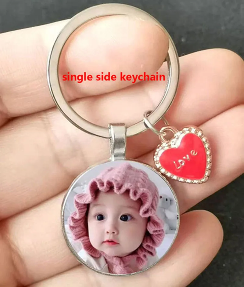 

Personalized Custom Keychain Double Side Photo Mum Dad Baby Children Grandpa Parents Custom Designed Photo For Anniversary Gift