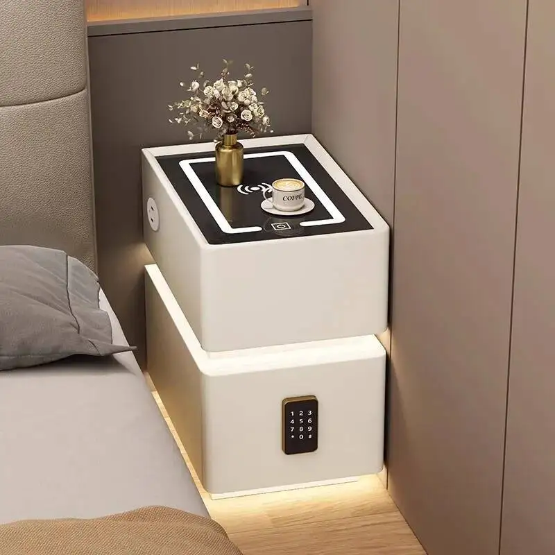 

Space Saving Narrow Bedside Table Charging Smart Nordic Storage Nightstand Trendy Drawers Led Mesa De Noche Replica Furniture