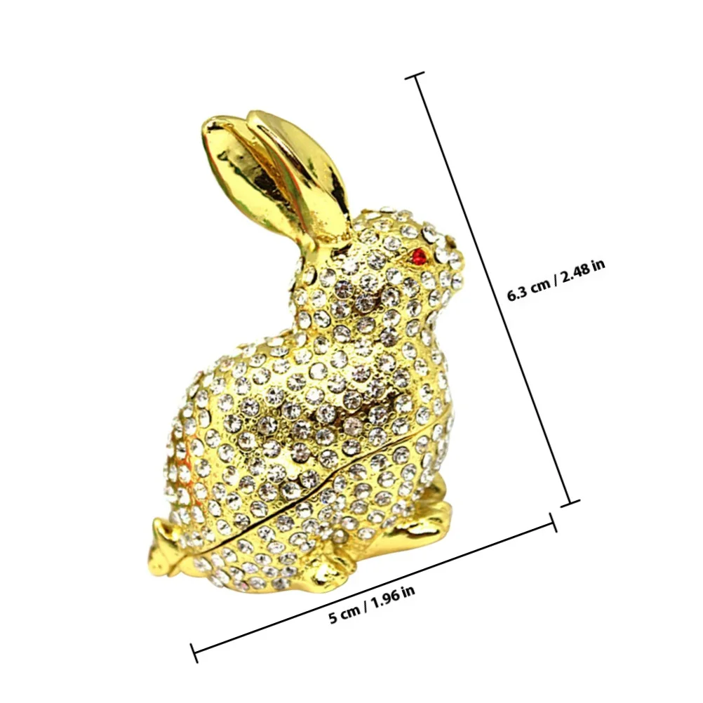 Metal Decorative Rabbit Jewelry Rabbit Box Trinket Animal Jewelry Holder Organizer Desk Decor Gift Animal Case