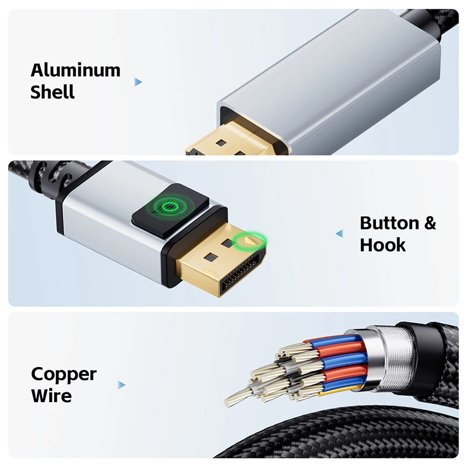 Kabel DisplayPort do HDMI 4K 60Hz/30Hz krótkie kable DP do HDMI z Audio 4K DisplayPort do HDMI 2.0 kabel 1.8M/1M/0.5M