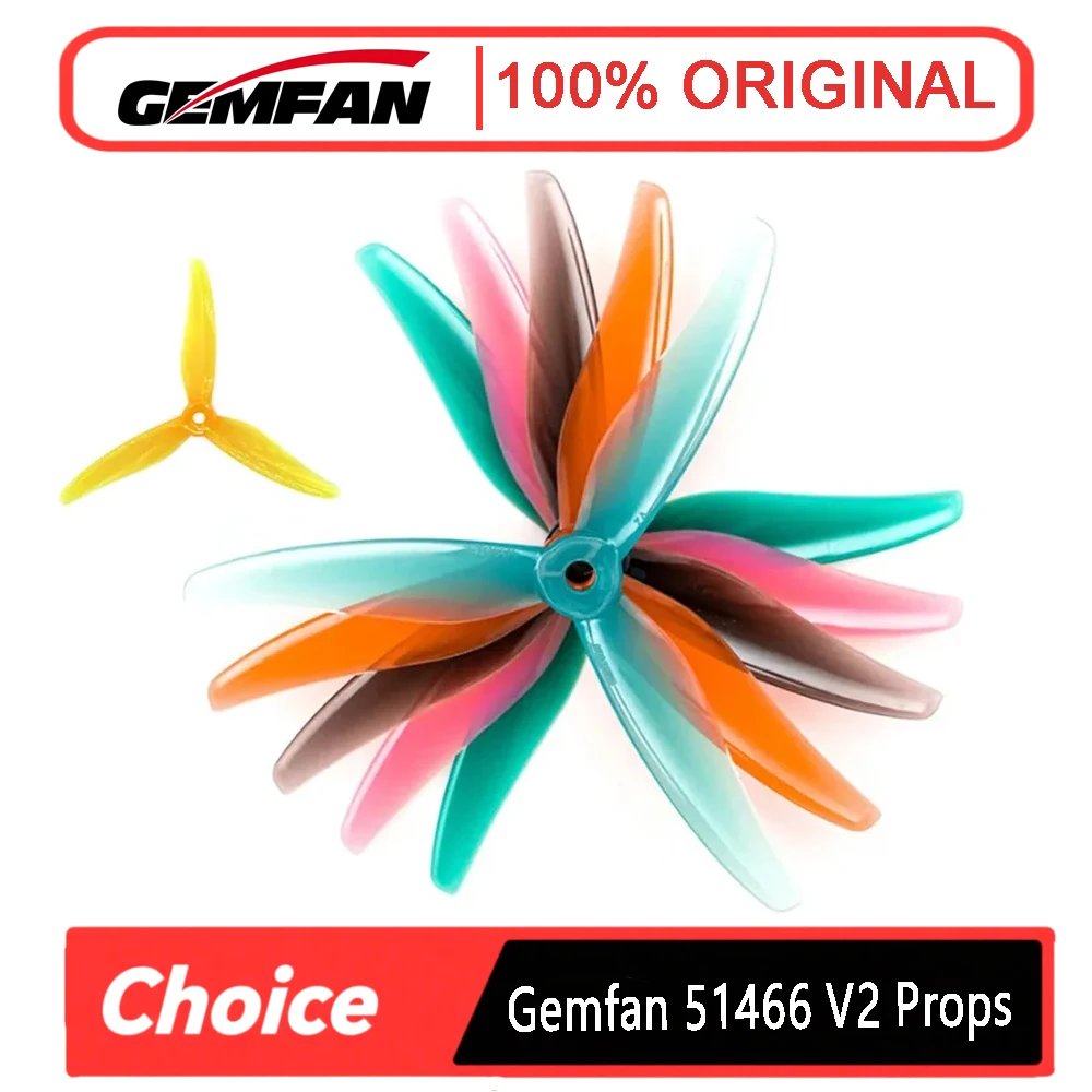 2 Pairs Gemfan Hurricane 51466 V2 Propellers - 5.1X4.66 3-Blade PC, for 5inch FPV Racing Multirotor DIY RC Parts