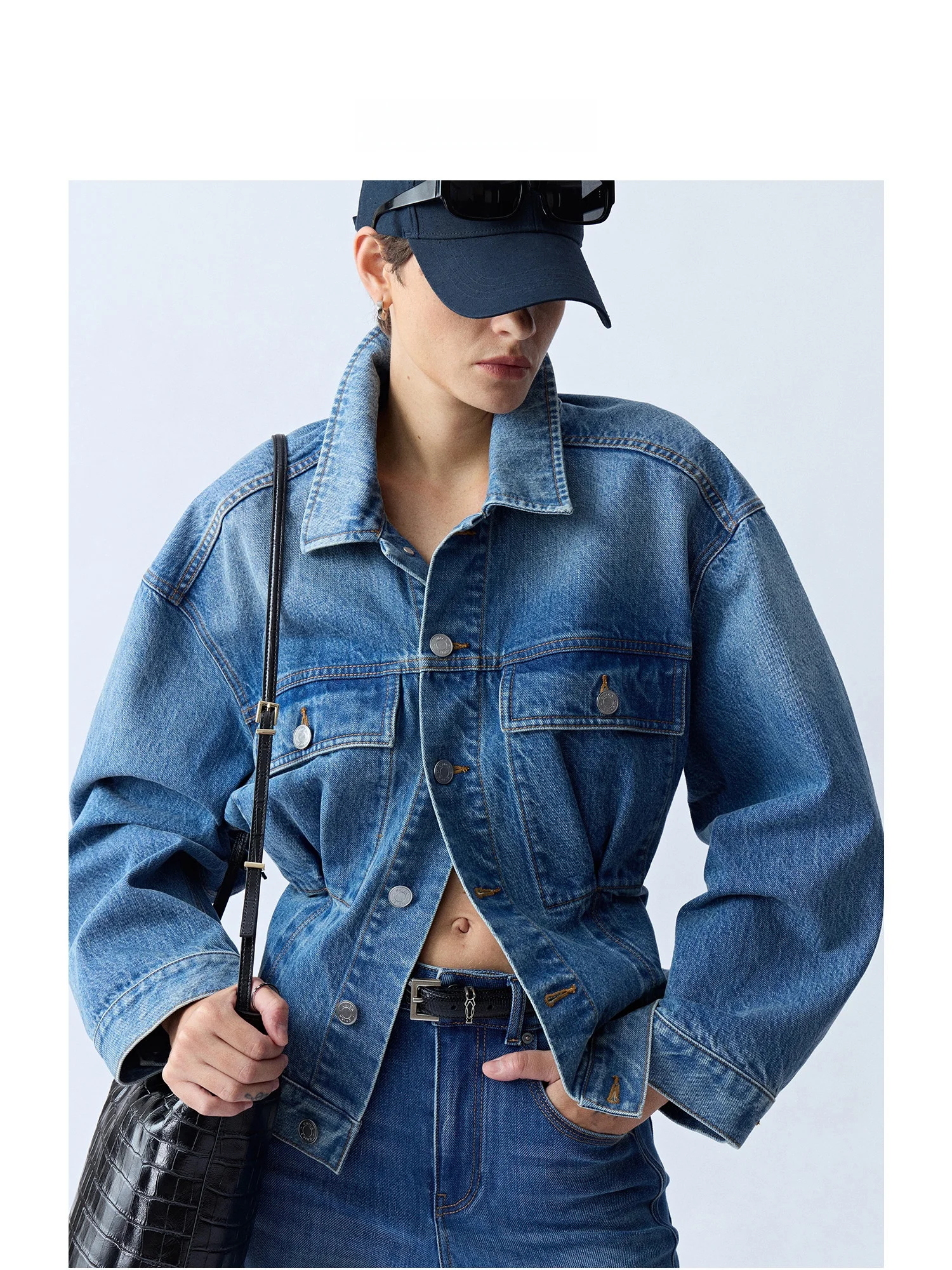 

Женская повседневная куртка Gotsu Blue Jeans с регулируемым воротником, приталенного кроя, стандартной длины, 100% хлопок, весенний сезон