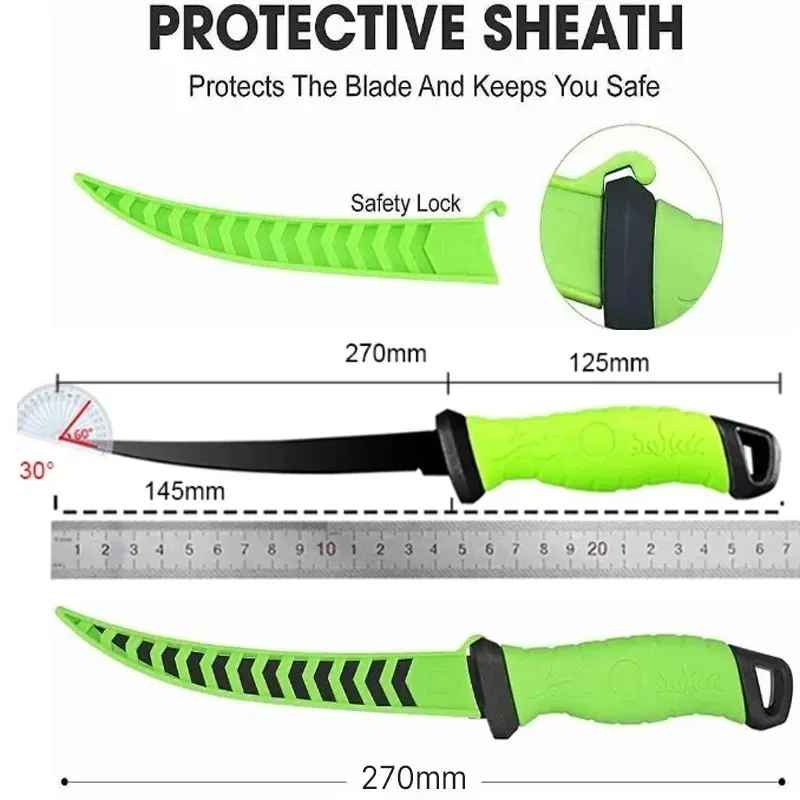 سكين صيد السمك عالي التحمل لتنظيف الأسماك من الفولاذ المقاوم للصدأ مجموعة سكاكين فيليه أدوات أساسية احترافية للجزار