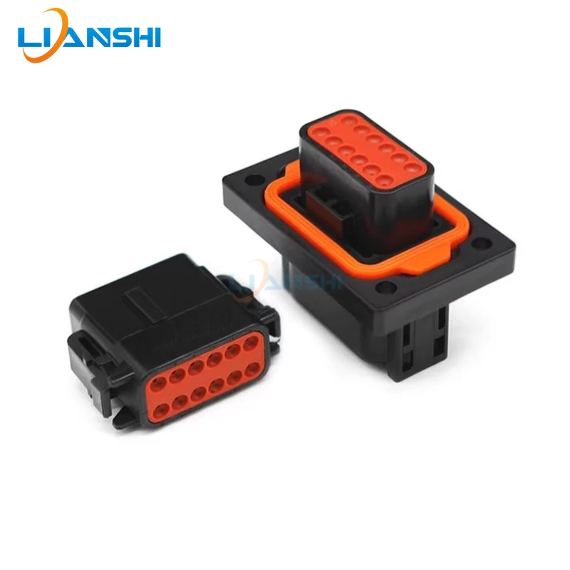 12 Pin DTM04-12PB-L012 Car Waterproof Connector 1-2303064-2 Flange Panel Mount Wire Harness Plug