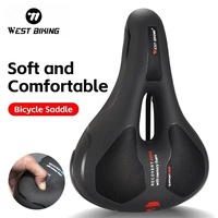 WEST BIKING Bicycle Saddle Hollow Breathable PU Waterproof Bike Saddle Widen Thicken Soft Rebound MTB Road Bike Cushion Seat