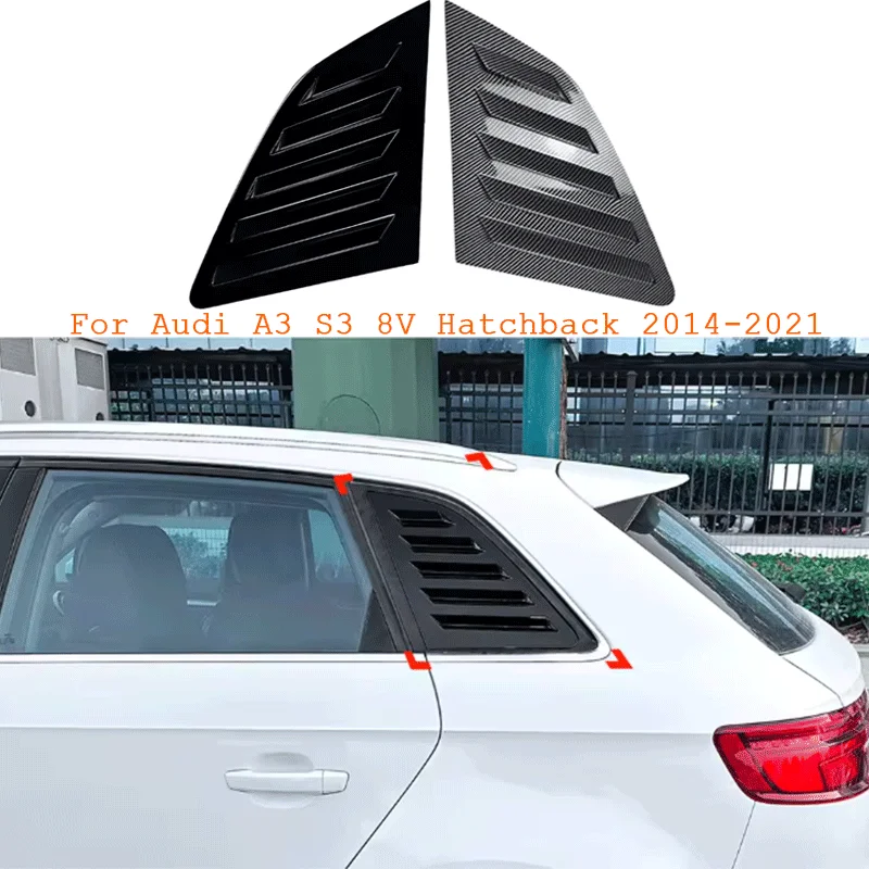 2er-Set schwarze Heckscheiben-Lamellenabdeckung für Audi A3 S3 8V Schrägheck 2014-2020 Modifikationen Exterieur-Karosserie-Kit Autozubehör