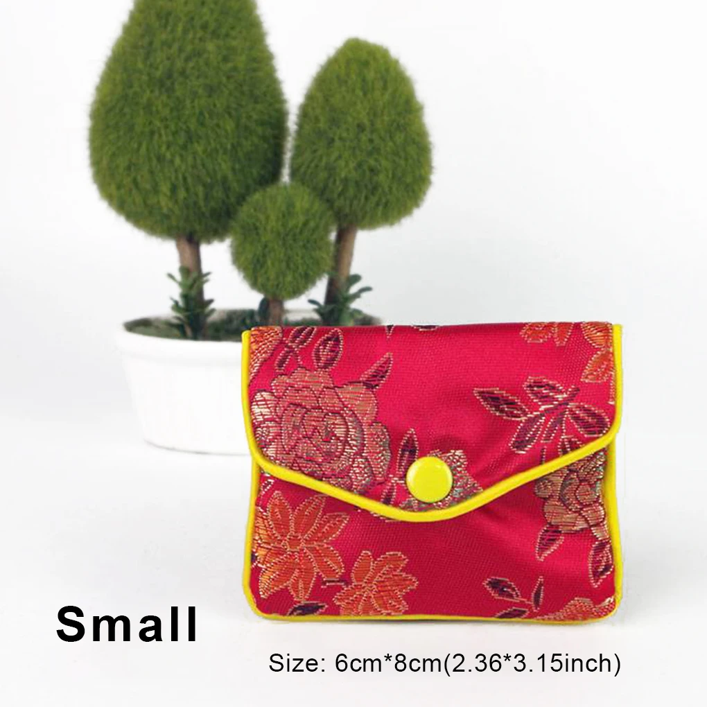 Jewelry Silk Purse Red Satin Pouch Trinket Bag Multi-purpose Coin Organizers Pocket Women Girls Christmas Gifts