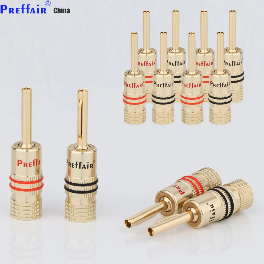 

Preffair BA1469 24K Gold-Plated Banana Plugs HIFI Audio Speaker Cable Wire Plug Audio Speaker Male Connector