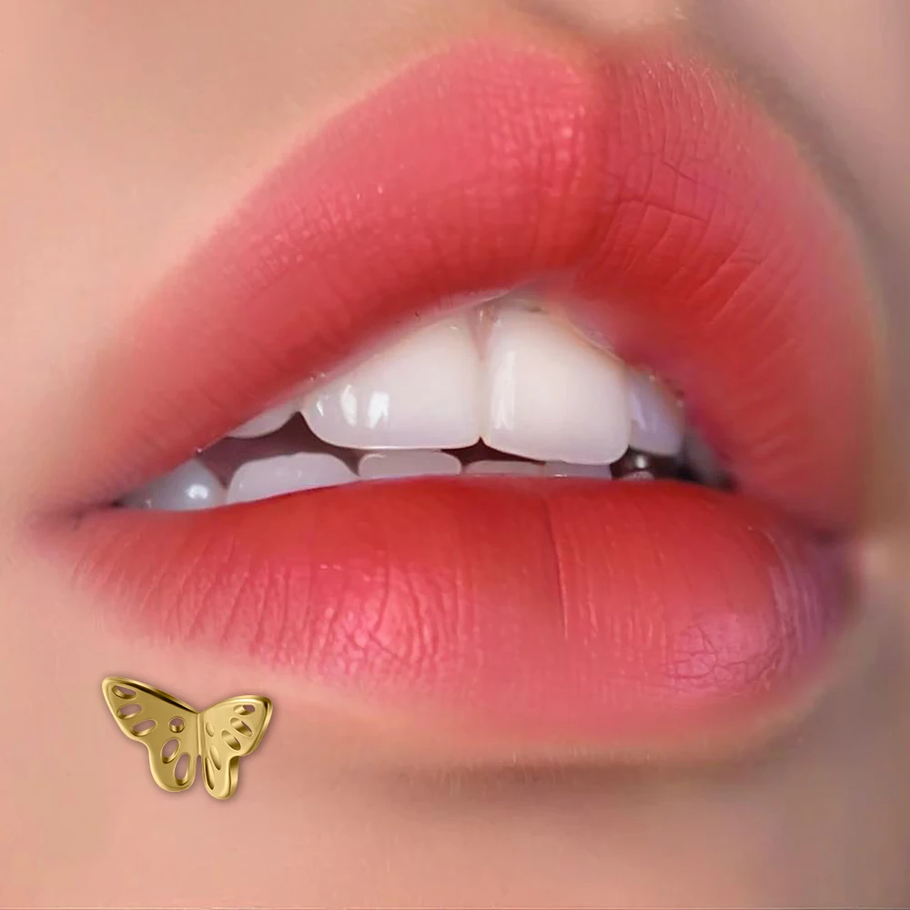 1PC G23 Titanium Skull/Crown/Butterfly Labret Ring Threadless helix Piercing Heart Daith Earring Body Piercing Jewelry 16G