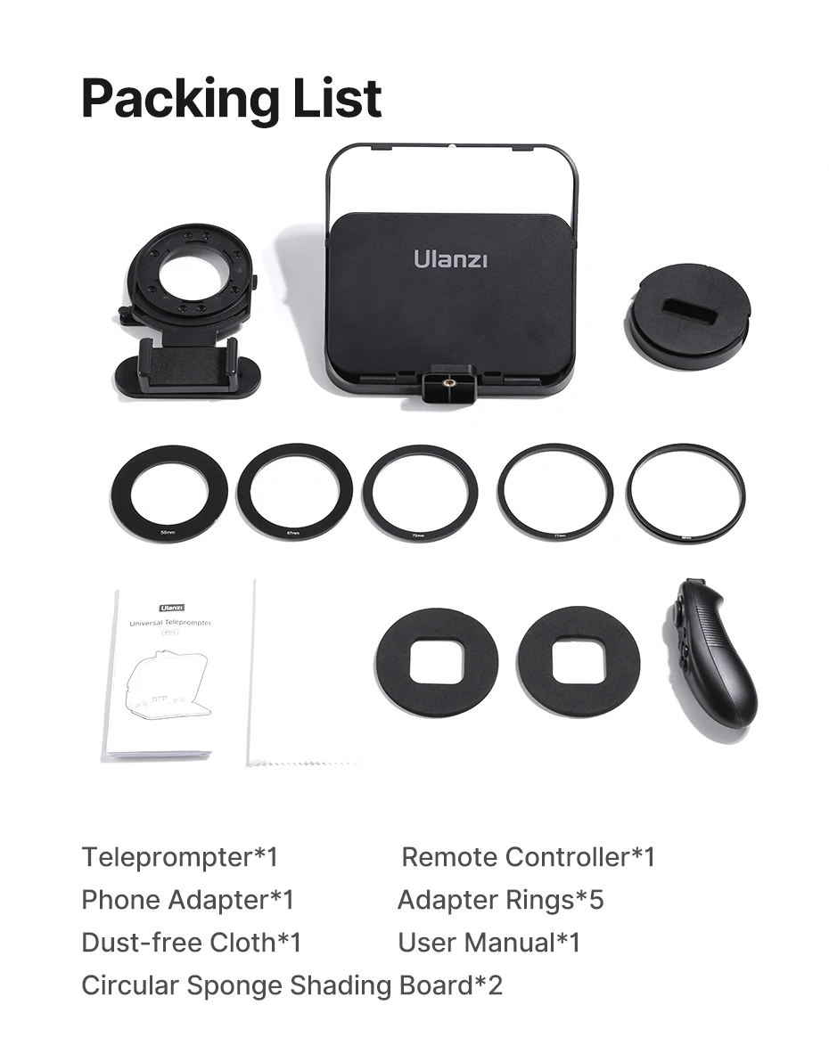 Ulanzi RT02 Universele Teleprompter Prompter DSLR Camera Smartphone Tablet Laptop Teleprompter Live Streaming Video-opname