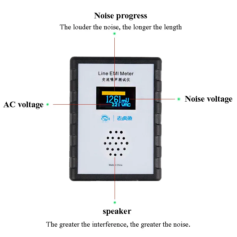 The Latest OLED Display Mains Noise Tester EMI Measuring Instrument Broadband AC Power Supply Ripple Analyzer line EMI meter