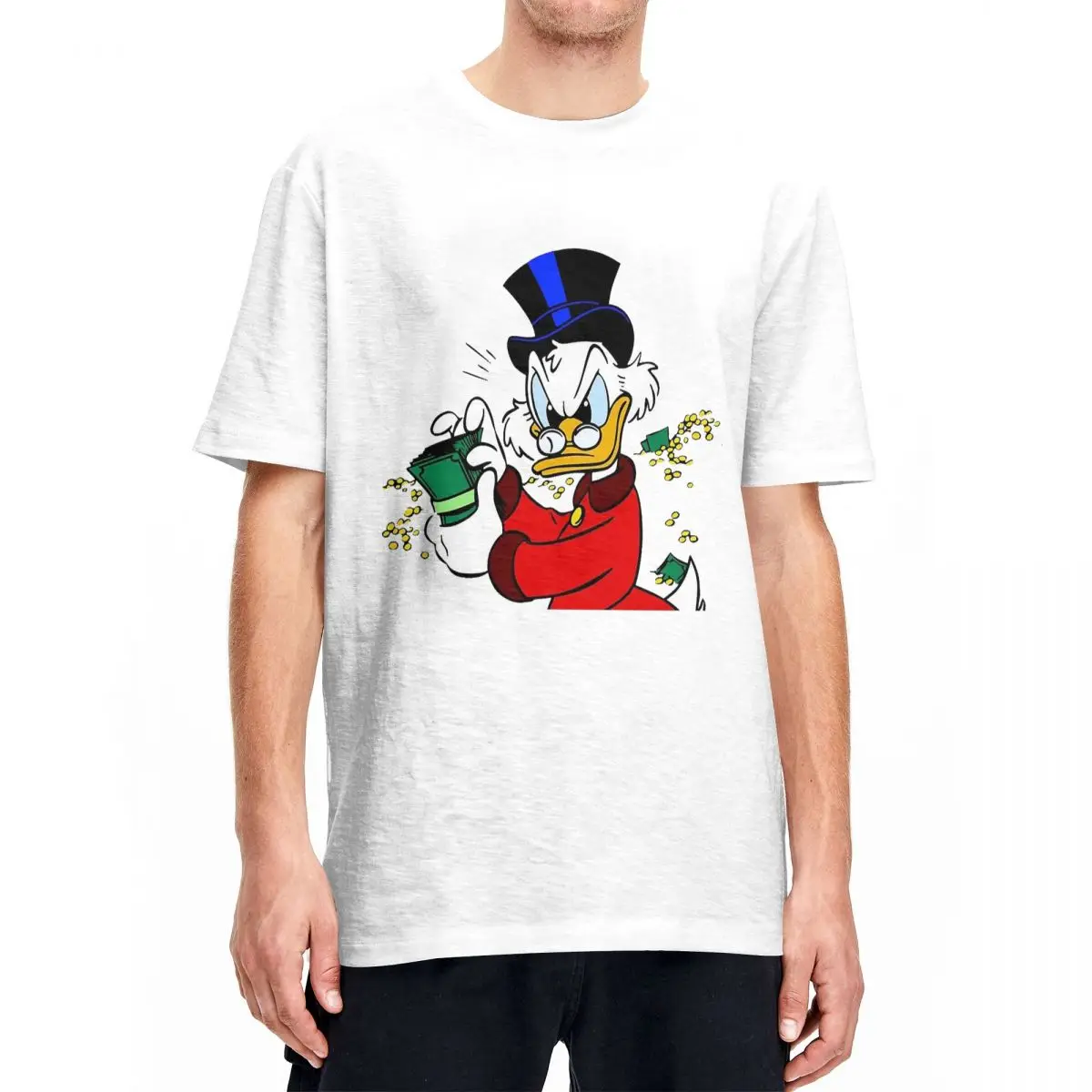 Man T-Shirt Scrooge McDuck T Shirts Trendy Cool Donald Duck Beach Tee Shirt Y2K Funny Print Cotton Clothing Plus Size 6XL