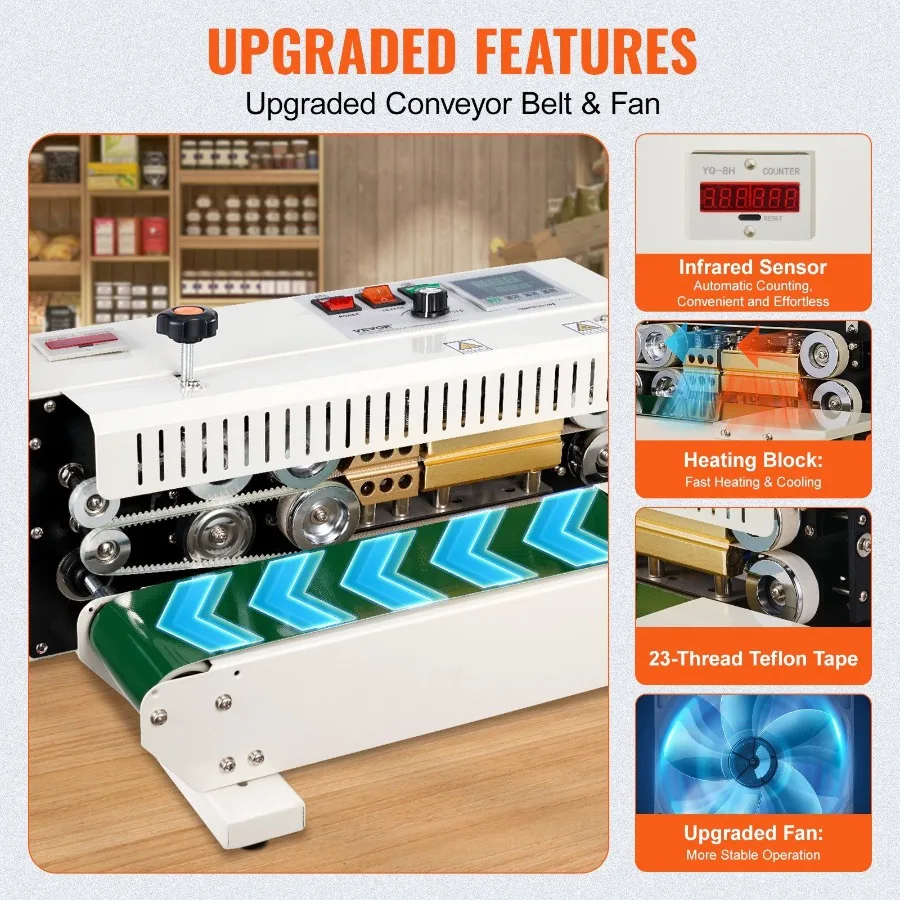 เครื่องซีลปากถุงแบบต่อเนื่อง ฟังก์ชั่นการนับเครื่องซีลปากถุงแนวนอน