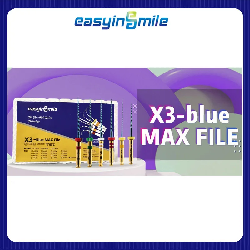 10Pk(60Pcs) EASYINSMILE Dental Endodontic X3 Taper Blue NITI File Engine Use Root Canal Files  25mm For Motor Endo Treat Tips
