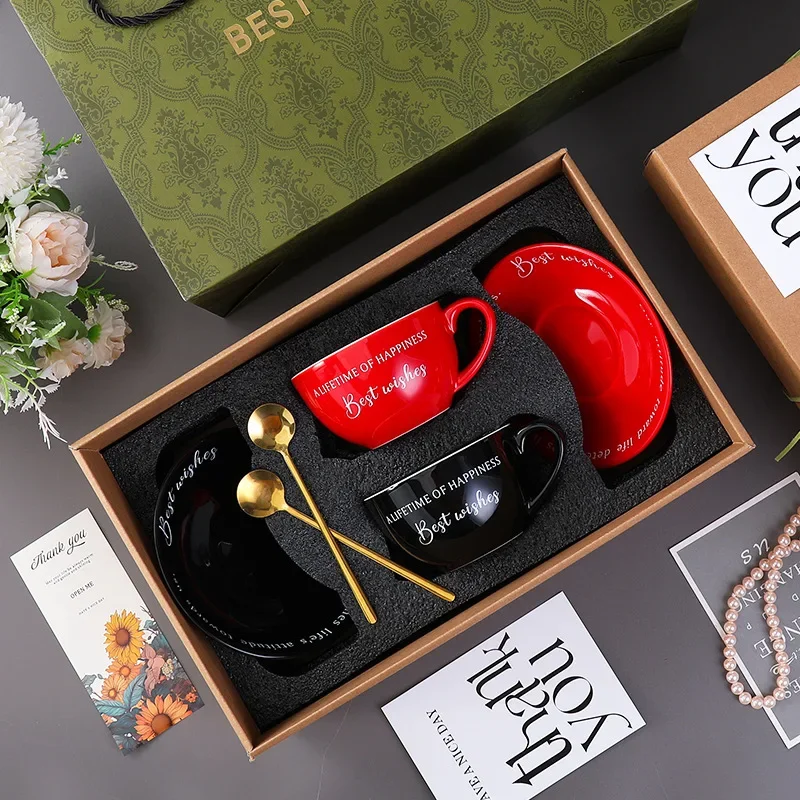 

Ceramic Coffee Cup and Saucer Set, High-end Exquisite Housewarming Gift Mug, High-value Afternoon Tea Cup Gift Box.