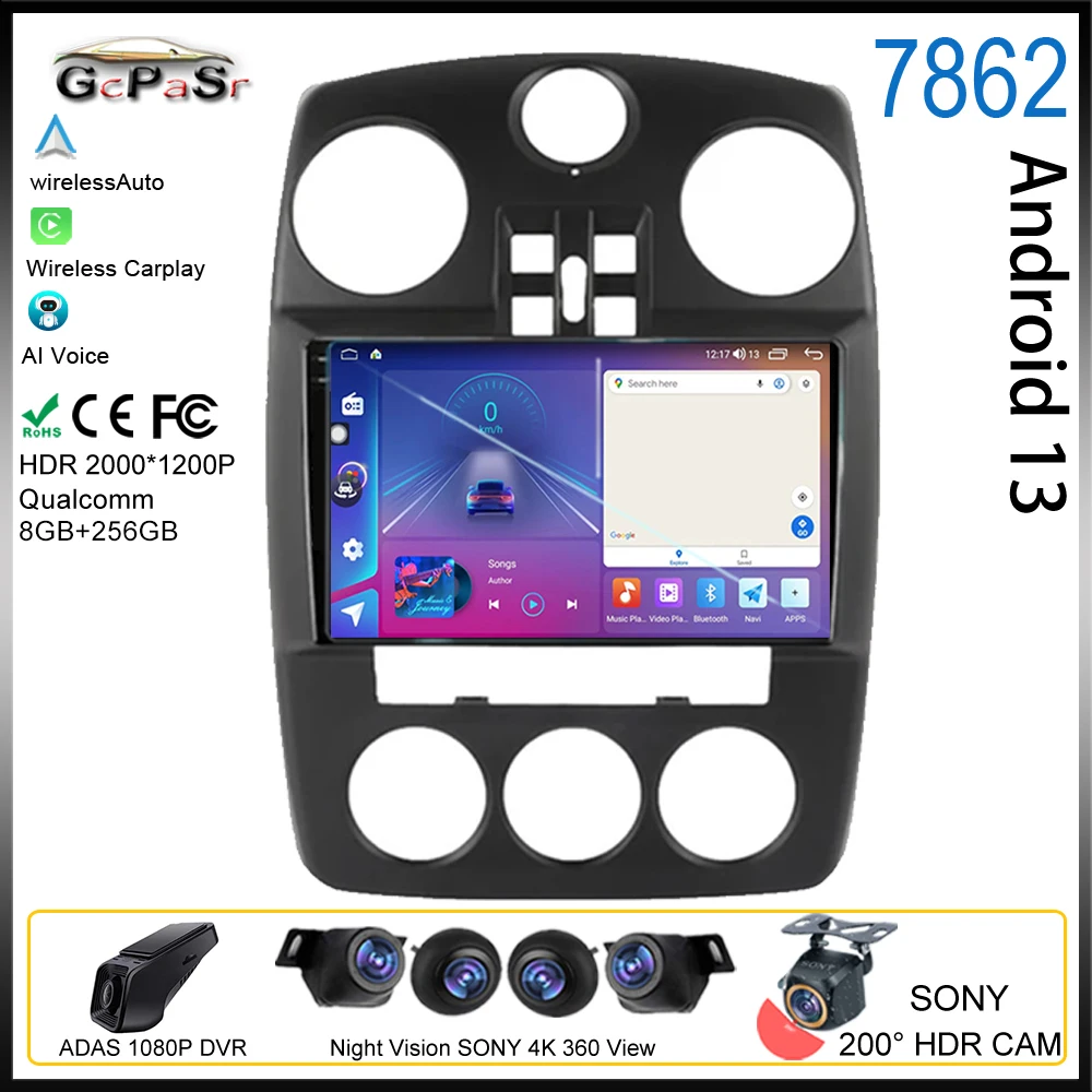 For Chrysler PT Cruiser 2007-2009 Car Radio Multimedia Android Auto Video Player Carplay GPS Navigation NO 2din Screen DVD WIFI