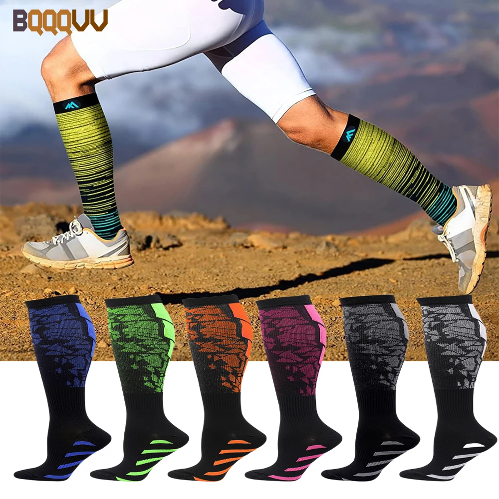 Compression Sport Socks for Men and Women, Graduated, Crossfit, Training, Running, Cycling, Travel, Outdoor, Athletic, 1Pair