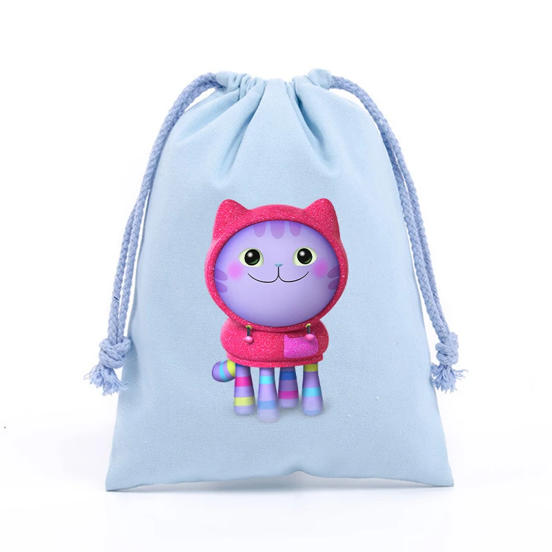 New Gabbys Dollhouses Drawstring Bag Kawaii Cartoon Print Storage Bags Girls Tote Bag Child Handbag Sports Travel Bag Kids Gifts