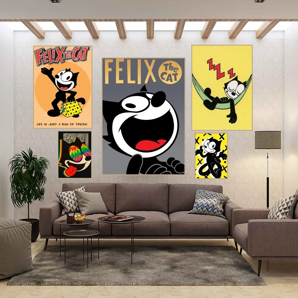 F-Felix The Cat Cartoon Poster Home Room Decor Aesthetic Art Wall Painting Stickers