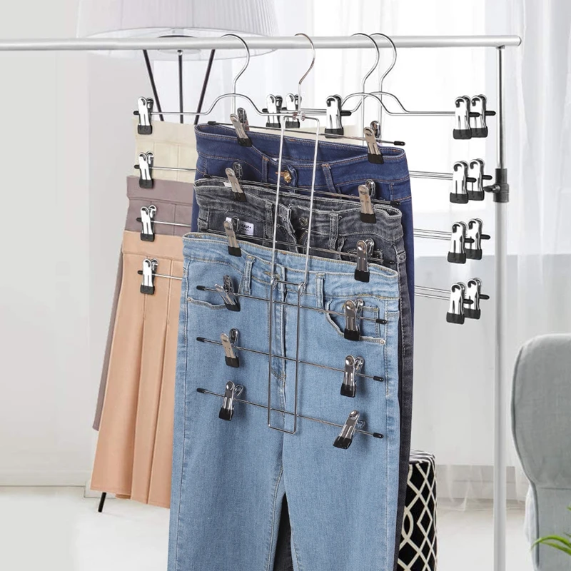 Multifunctional Houesehold Multi Layer Pants Hanger Non Slip Space Saving Skirts Jeans Scarf Hangers Storage Closet Organizers