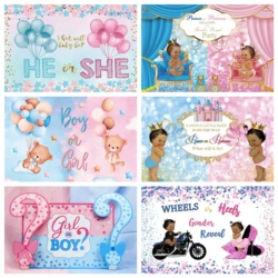 Gender Reveal Party Backdrops Boy Or Girl Photocall Newborn Baby Shower Banner Backgrounds Happpy Birthday Pary Decor Kids Photo