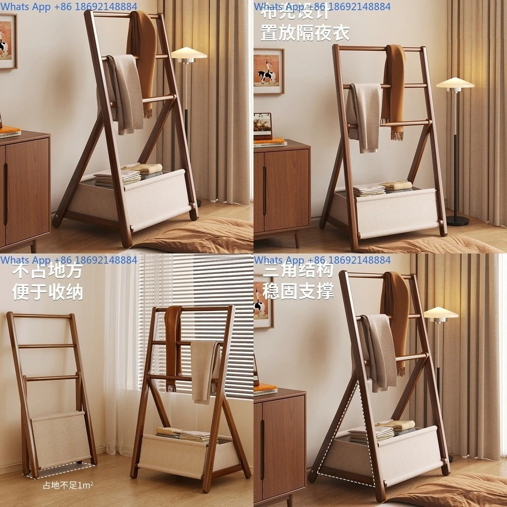 Clothing Rack Floor Standing for Bedroom Closet Organizers Near Window Bedside Multi Purpose Garment Hanger Storage Solution