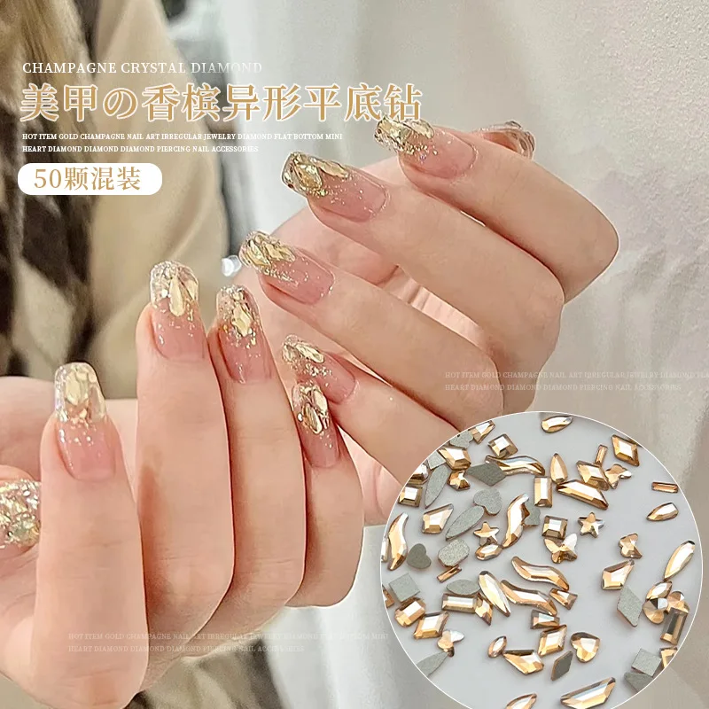 100 pezzi color champagne 3D flatback nail art strass accessori per manicure decor bellezza unghie decorazione forniture materiale